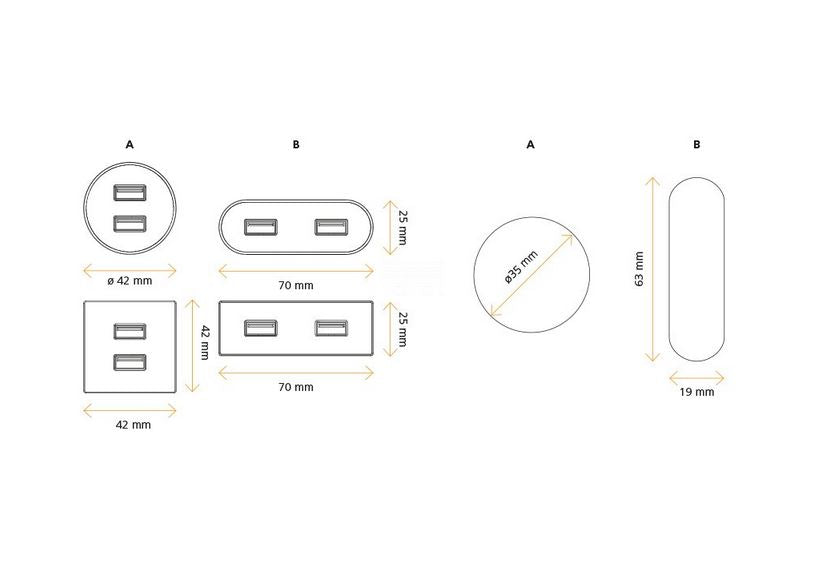 ASA 06029P00002 Nabíjecí HUB vestavný VERSAPICK, 2xUSB 5V (typ A), ⌀42mm, kulatý, plast, stříbrná ASA 06029P00002 Nabíjecí HUB vestavný VERSAPICK, 2xUSB 5V (typ A), ⌀42mm, kulatý, plast, stříbrná